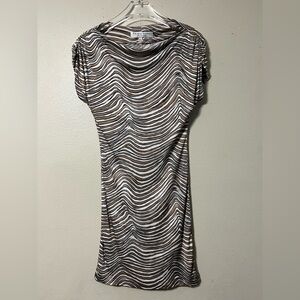 Trina Turk Silk Blend Brown & White Zebra Print Mini Sheath Dress Size S